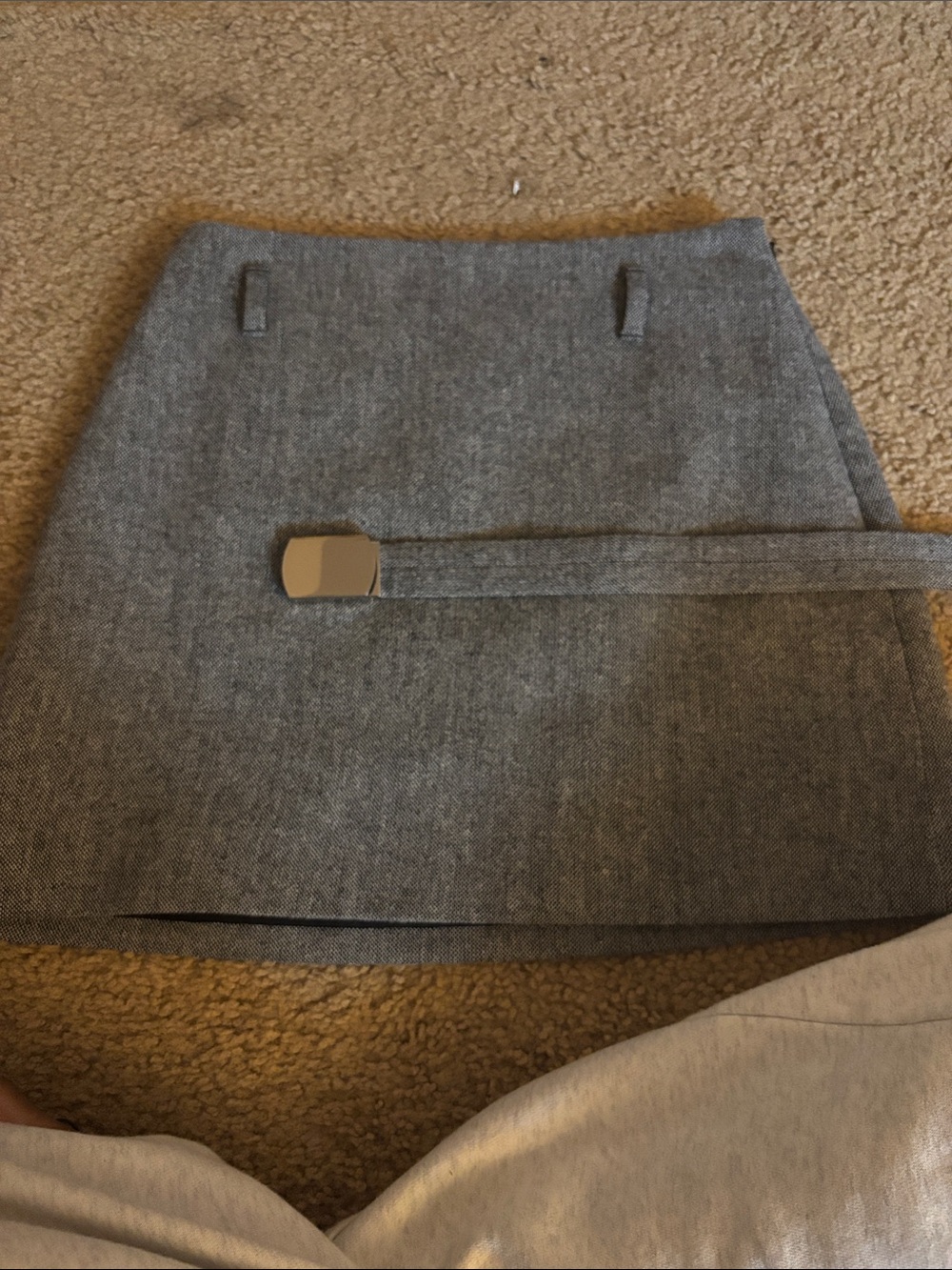 H&M Grey Mini Skirt with Waist Belt
